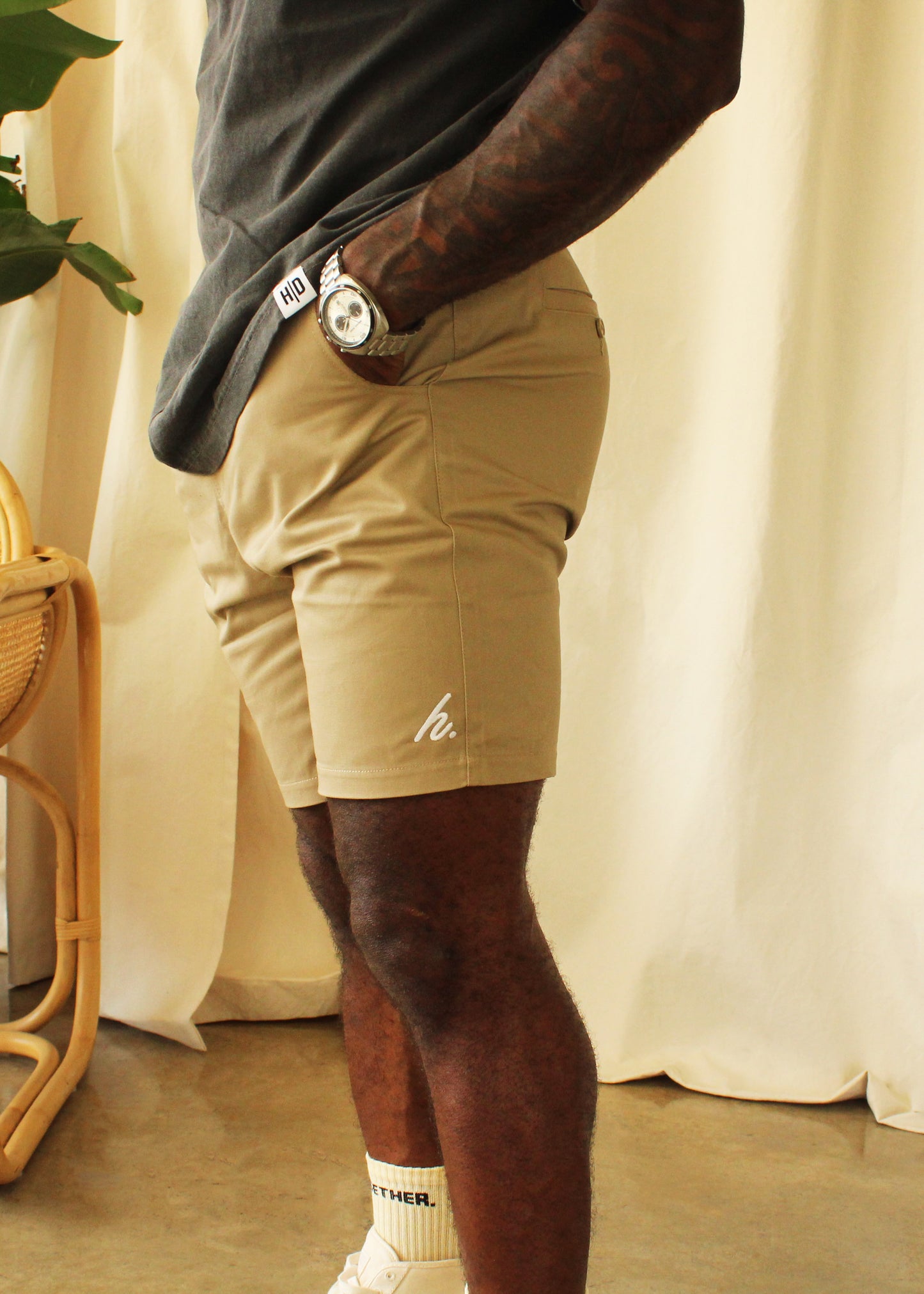 Script Logo Chino Shorts - Khaki