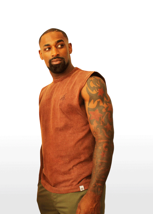 "Greater Than our Fears" Sleeveless T-Shirt - Brown
