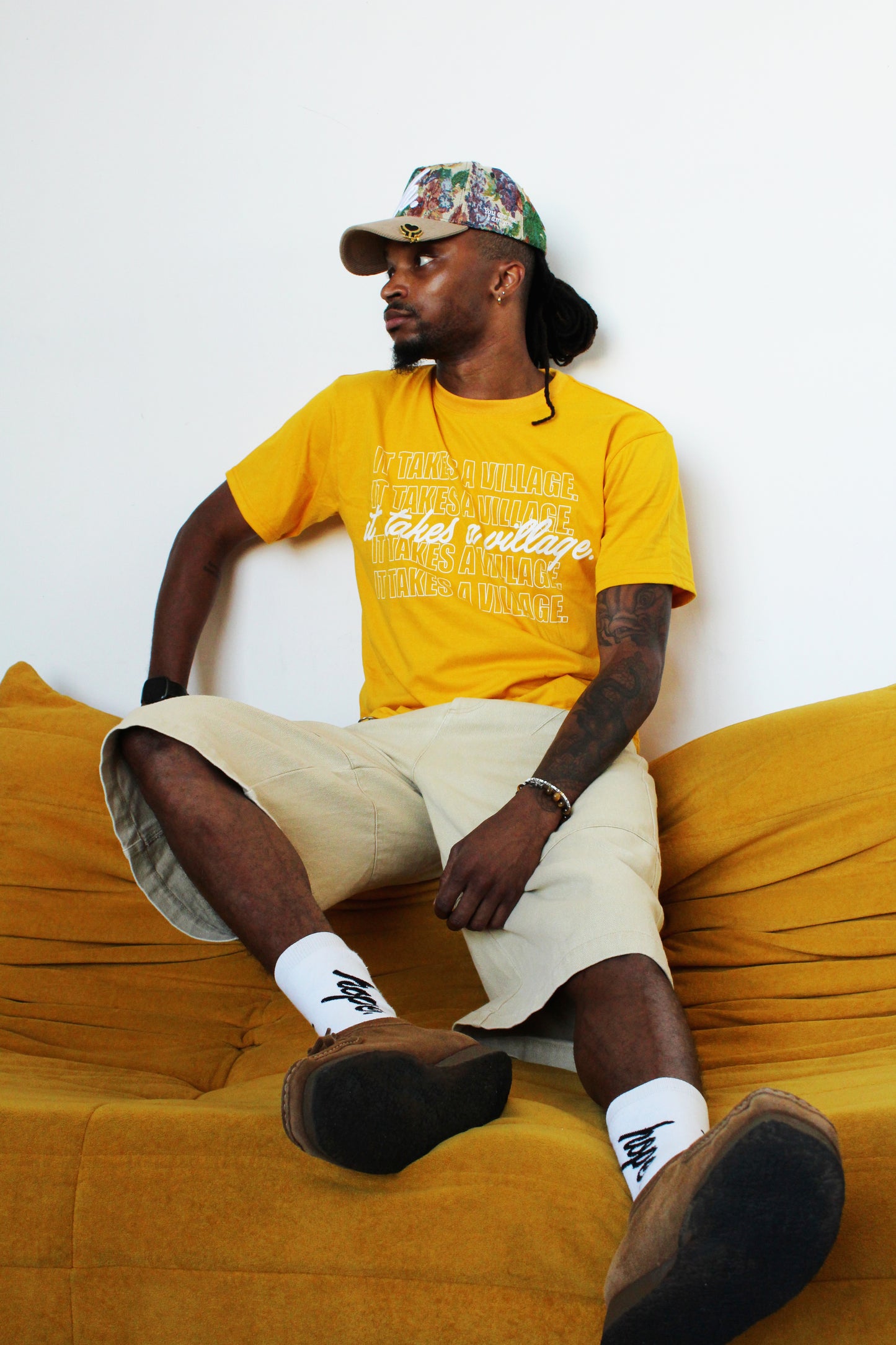 Stacked It Takes A Village Tee - Gold